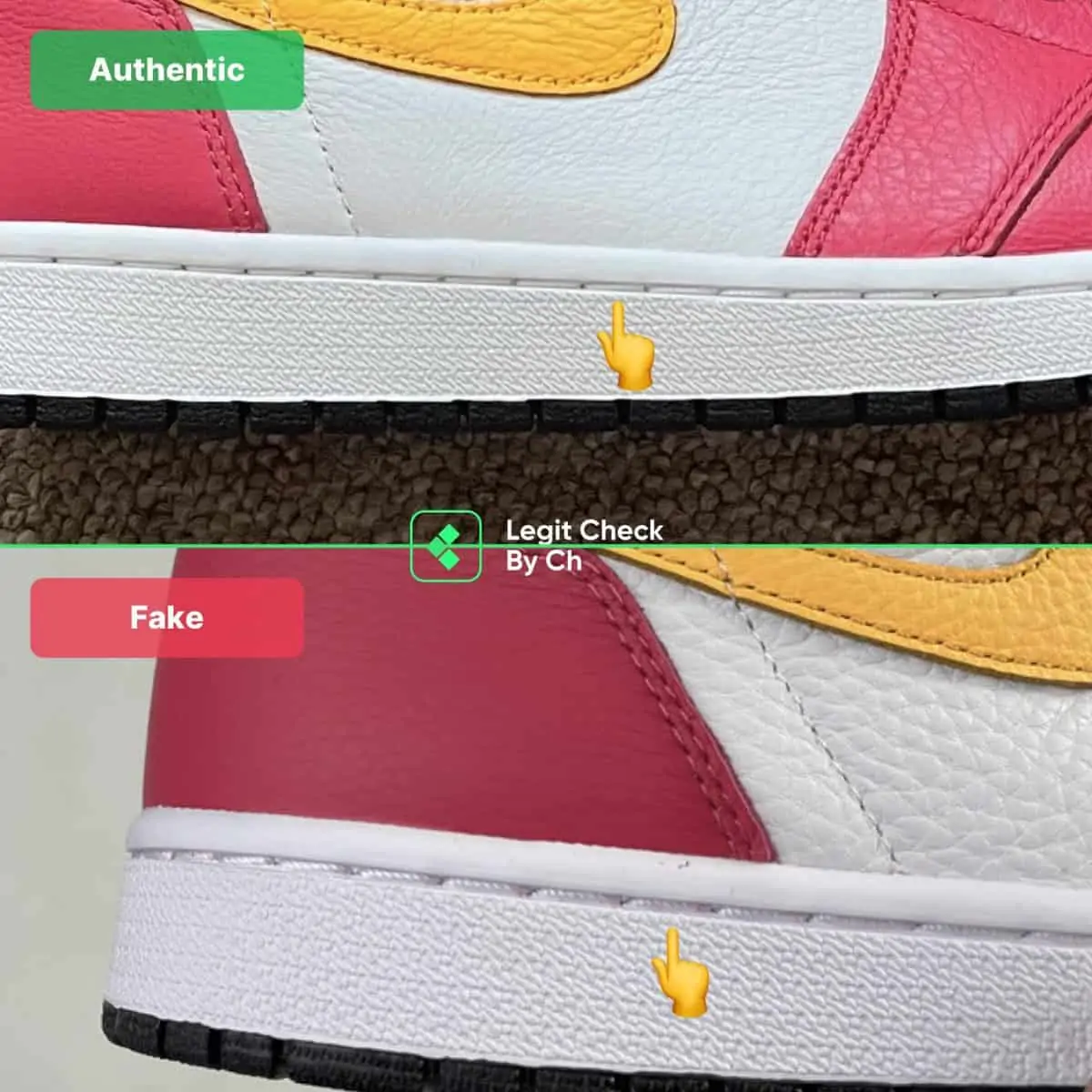 Mách bạn cách nhận biết Air Jordan 1 Light Fusion Red thật và giả Hinh anh 14: Mach ban cach nhan biet Air Jordan 1 Light Fusion Red that va gia