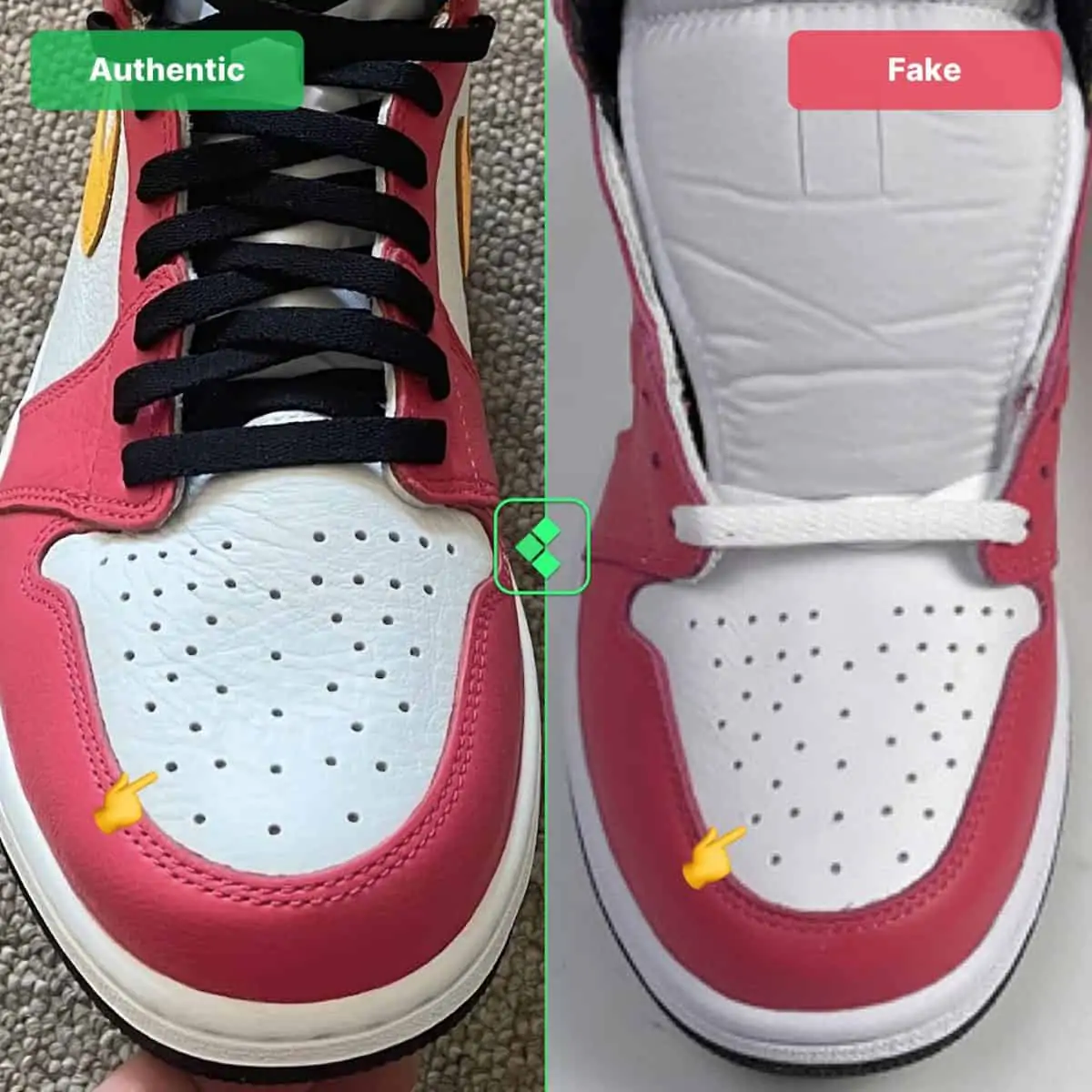 Mách bạn cách nhận biết Air Jordan 1 Light Fusion Red thật và giả Hinh anh 11: Mach ban cach nhan biet Air Jordan 1 Light Fusion Red that va gia
