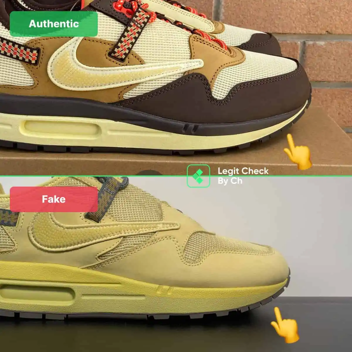 Cách phân biệt những đôi Travis Scott Air Max 1 là real hay fake Hinh anh 5: Cach phan biet nhung doi Travis Scott Air Max 1 la real hay fake
