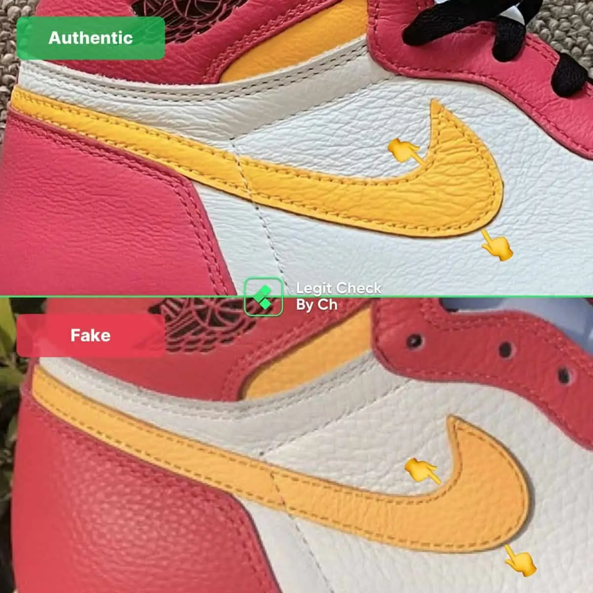 Legit check: Hướng dẫn cách phân biệt Air Jordan 1 Light Fusion Red Real và Fake Hinh anh 7: Legit check: Huong dan cach phan biet Air Jordan 1 Light Fusion Red Real va Fake