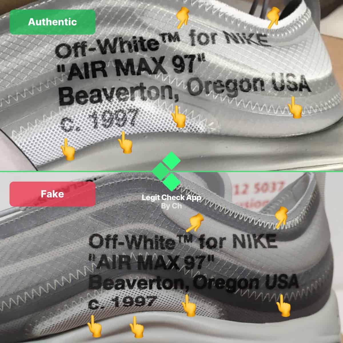 Legitcheck: Cách phân biệt Off White Nike Air Max 97 Menta real và fake Hinh anh 2: Legitcheck: Cach phan biet Off White Nike Air Max 97 Menta real va fake