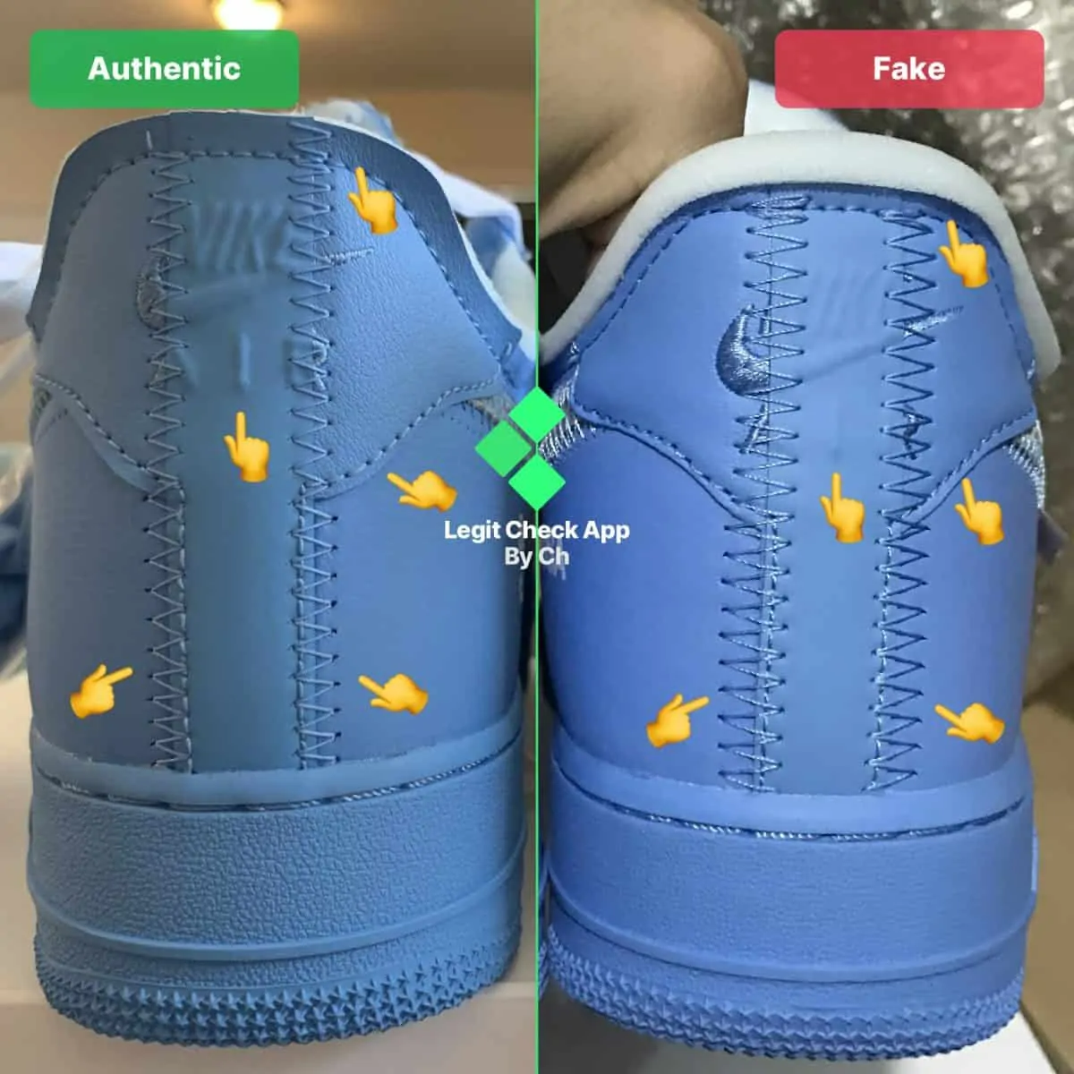 Legit check: Hướng dẫn cách phân biệt Off-White x Nike Air Force 1 MCA University Blue Real và Fake Hinh anh 6: Legit check: Huong dan cach phan biet Off-White x Nike Air Force 1 MCA University Blue Real va Fake