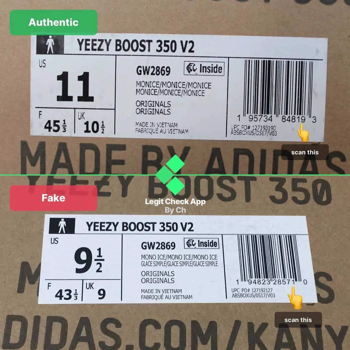 Legitcheck: Cách phân biệt Yeezy Boost 350 V2 Mono Ice real và fake Hinh anh 2: Legitcheck: Cach phan biet Yeezy Boost 350 V2 Mono Ice real va fake