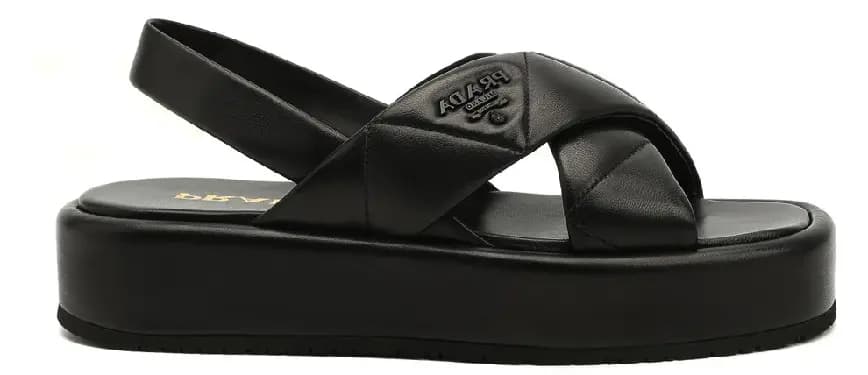Dép Prada Logo Quilted Platform 'Black' 1XZ749 038 F0002