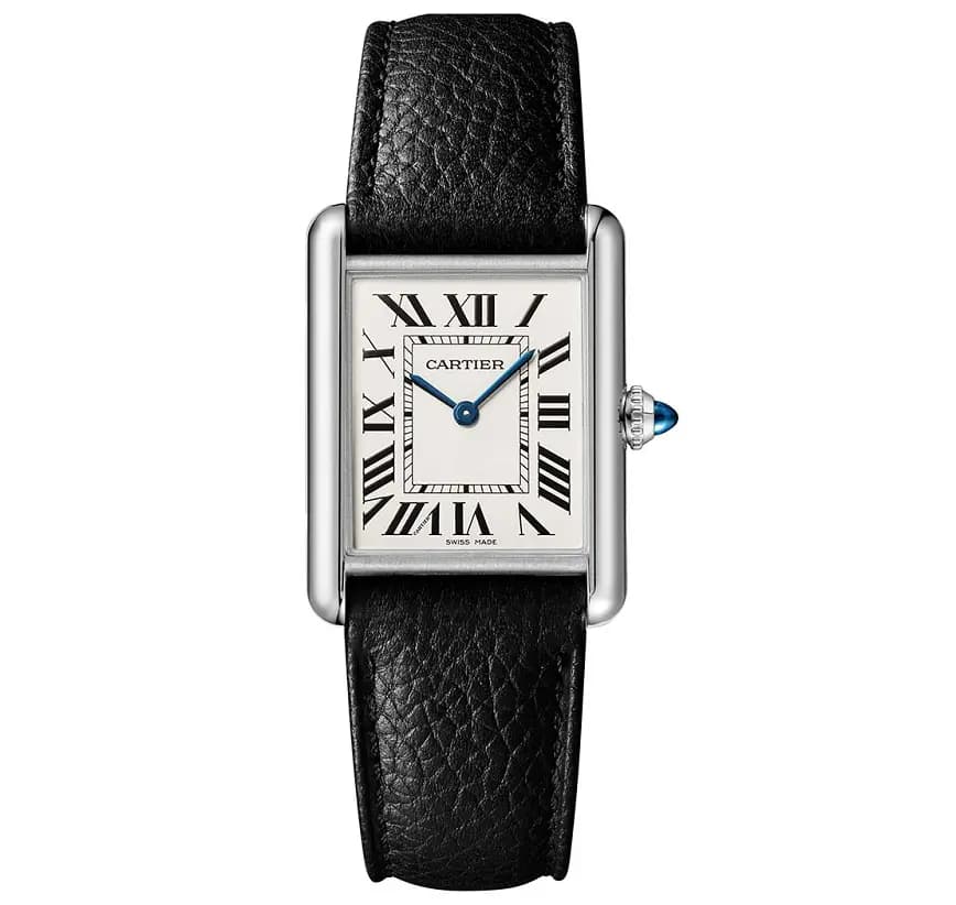 Đồng Hồ Cartier Tank Must Watch Large Quartz Steel Calfskin 'Black' WSTA0041