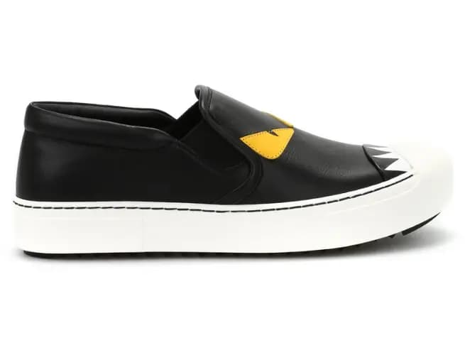 Giày Fendi Women's Black Leather Slip On Sneakers 8E5110 4RU F0700