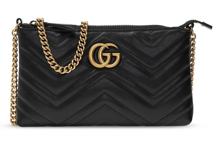 Túi Gucci Black GG Marmont Matelassé Mini Chain Bag 443447 DTD1T 1000