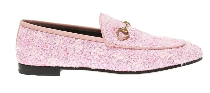 Giày Gucci Jordaan Tweed Loafers In Light Pink Tweed 431467-GYV10-5760