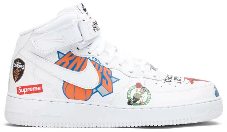 Giày NIke Supreme x NBA x Air Force 1 Mid 07 'White' AQ8017-100