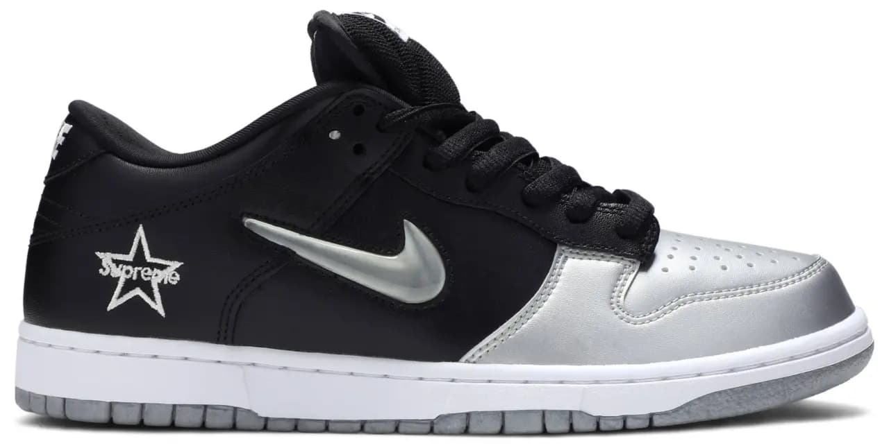 Giày Nike Supreme x Dunk SB Low QS 'Metallic Silver' CK3480-001