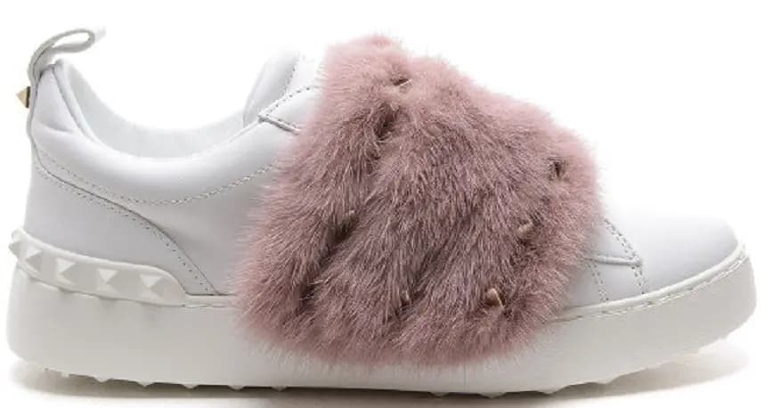 Giày Valentino Mink Fur Sneakers NW0S0E11-UEW-0EB