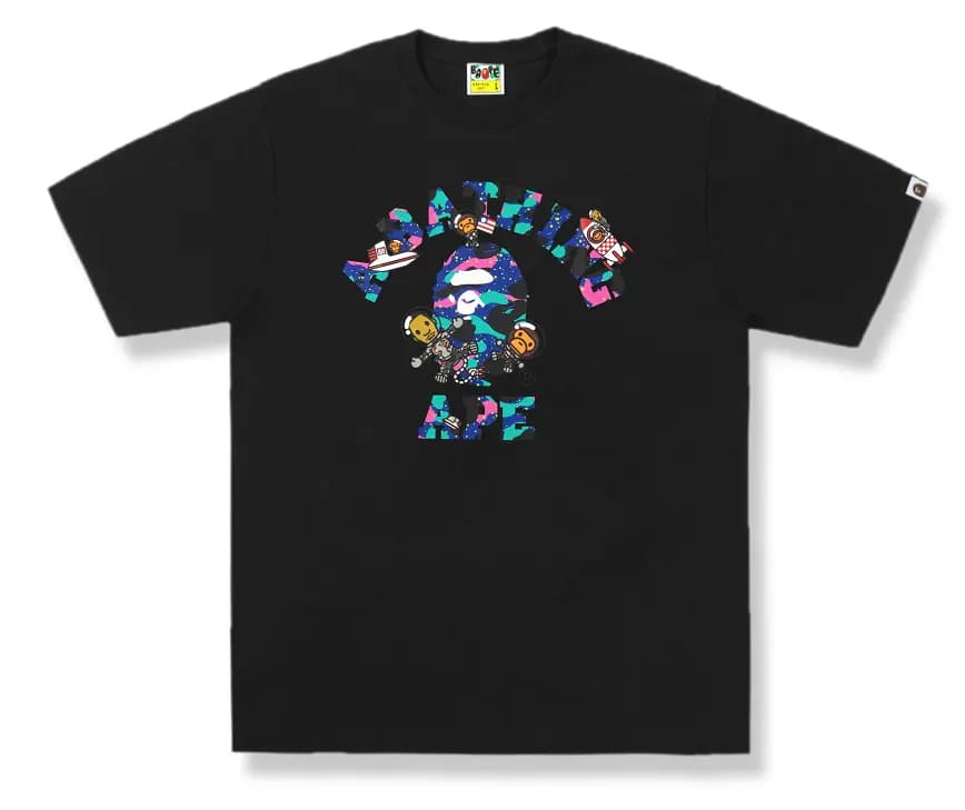 Áo Bape x Kid Cudi 10th Anniversary Space Galaxy Baby Milo Black Tee
