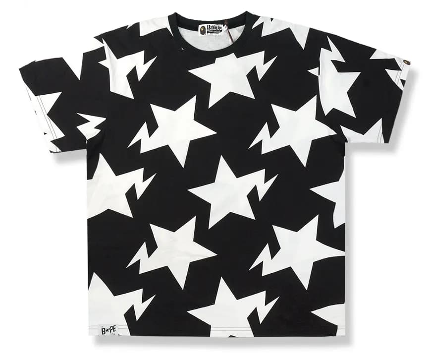 Áo Bape Relaxed Sta Pattern Tee Black B-RESPTBK