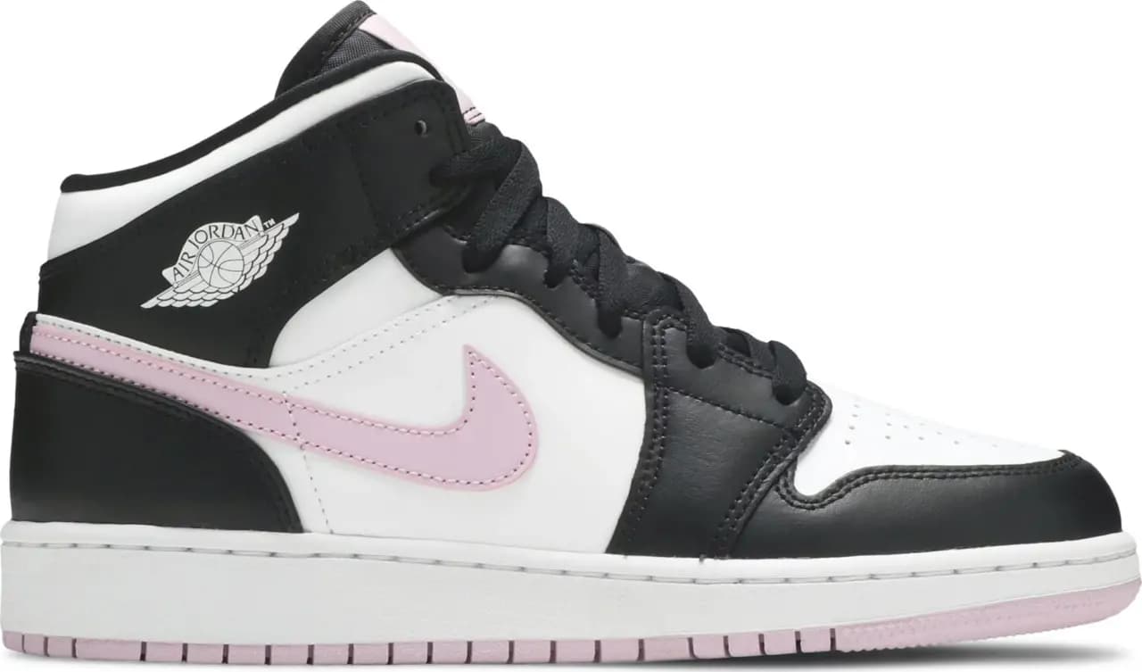 Giày Nike Air Jordan 1 Mid 'White Black Light Arctic Pink' (GS) 555112-103