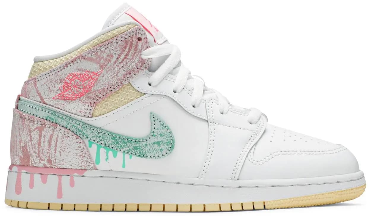 Giày Nike Air Jordan 1 Mid SE GS 'Paint Drip' DD1666-100
