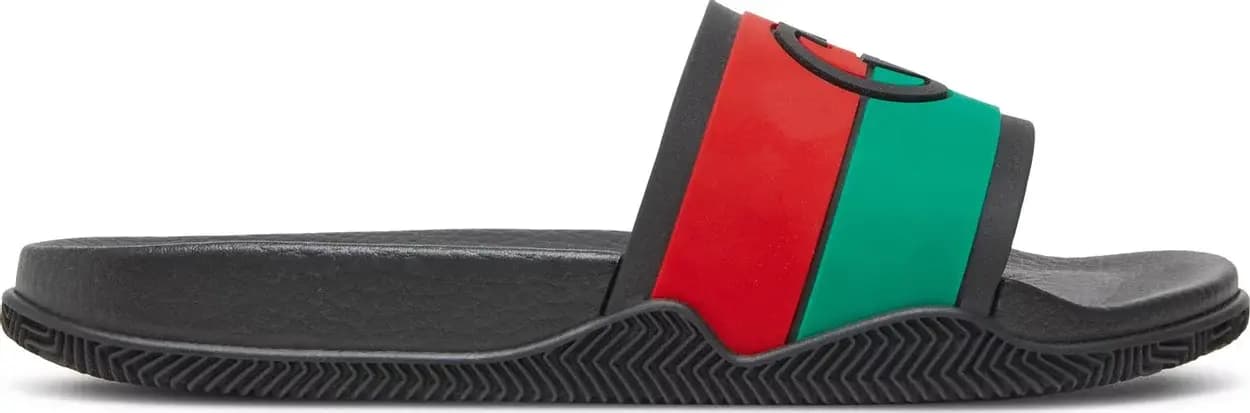 Dép Gucci Slide 'Interlocking G - Black Red Green' 655265-JFA00-8815