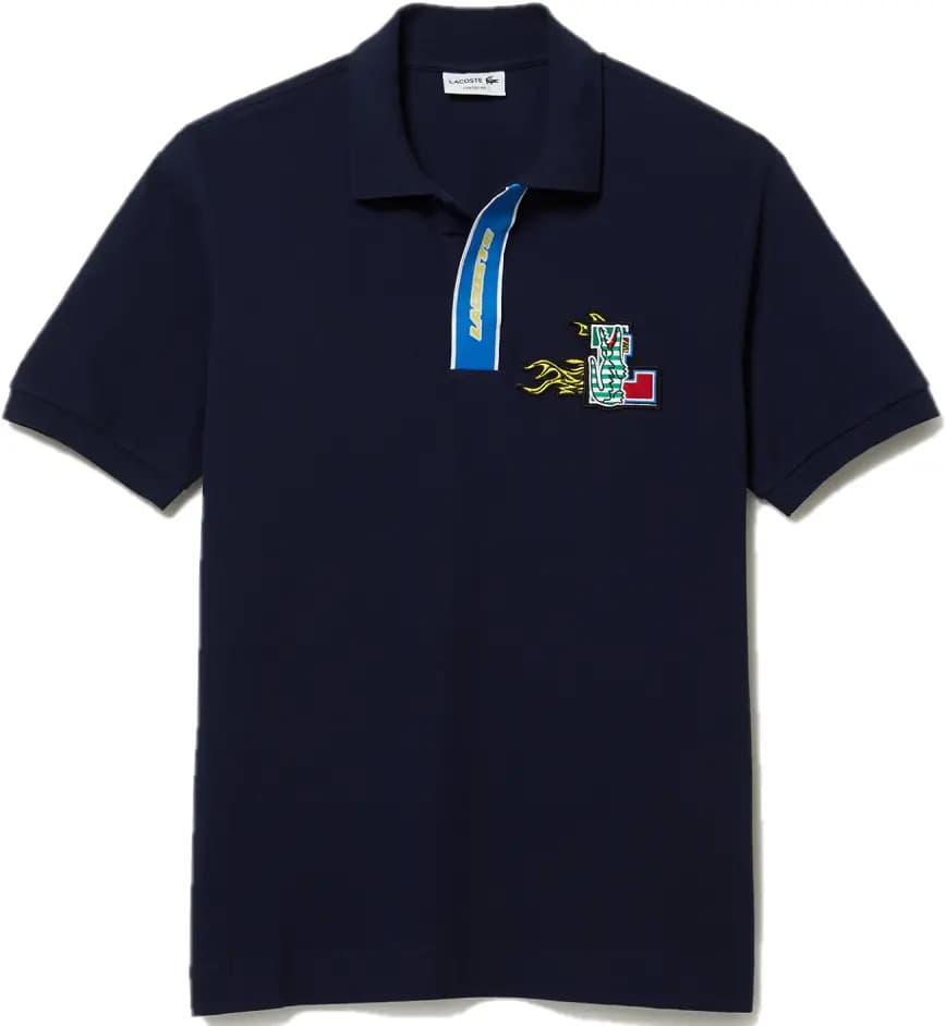 Áo Lacoste Contrast Placket Crocodile Badge 'Navy Blue' PH1465-166