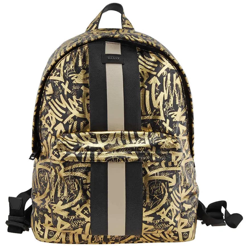 Balo Bally Hingis Graffiti Print Leather 'Black Gold' HINGIS-SURV-08