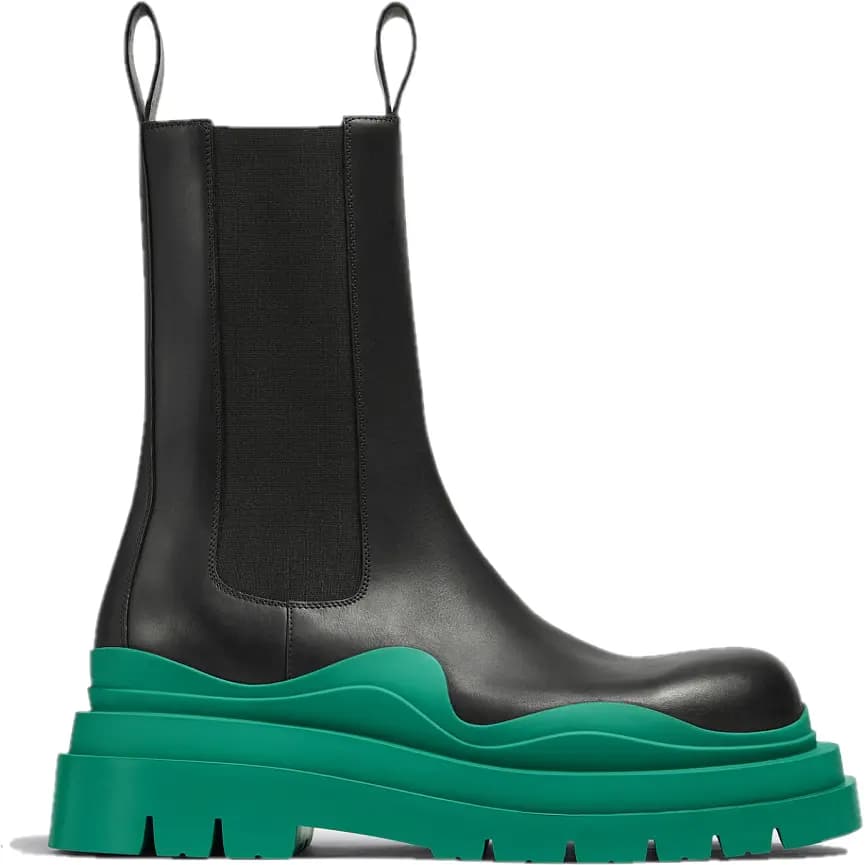 Giày Bottega Veneta Tire Chelsea Boot 'Black Acid Turquoise' 630284VBS501489