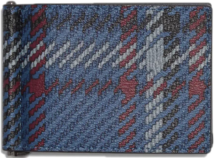 Ví Coach Slim Money Clip Billfold Plaid 'Midnight Navy' CH089-QBNI9
