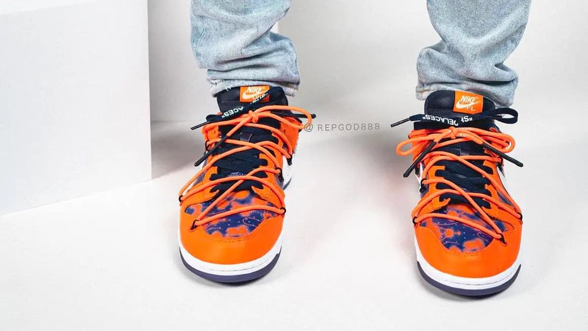 Đánh giá chi tiết vẻ đẹp của Futura x Off-White x Nike SB Dunk Low "Orange" trên chân