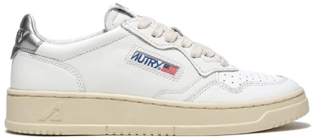 Giày Autry Medalist Low Leather 'White Silver' AULW-LL05