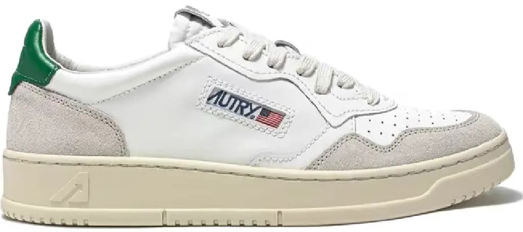 Giày Autry Medalist Low Leather Suede 'White Green' AULM-LS23