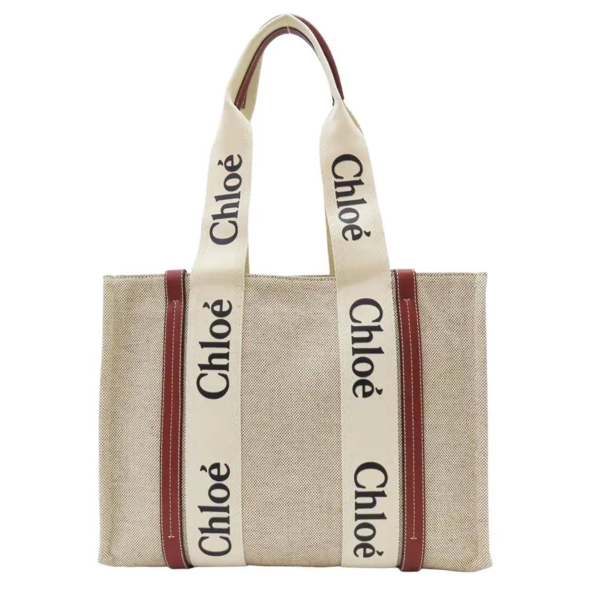 Túi Chloe Woody Tote Bag 'White Brown' CHC22AS383I2690U