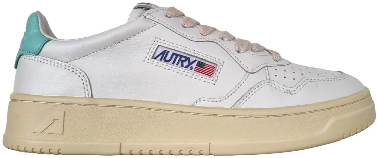 Giày Autry Medalist Low Leather 'White Turquoise' AULW-LL49