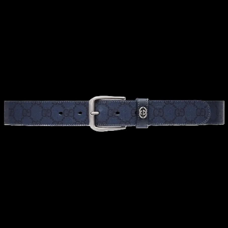 Thắt Lưng Gucci Belt With Interlocking G Detail 'Dark Blue' 673921-FABY3-8442