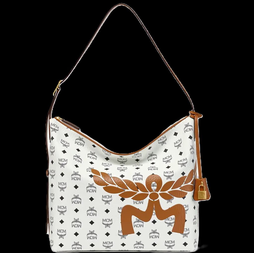 Túi MCM Aren Hobo in Mega Laurel Visetos 'White' MWHESTA06WT001