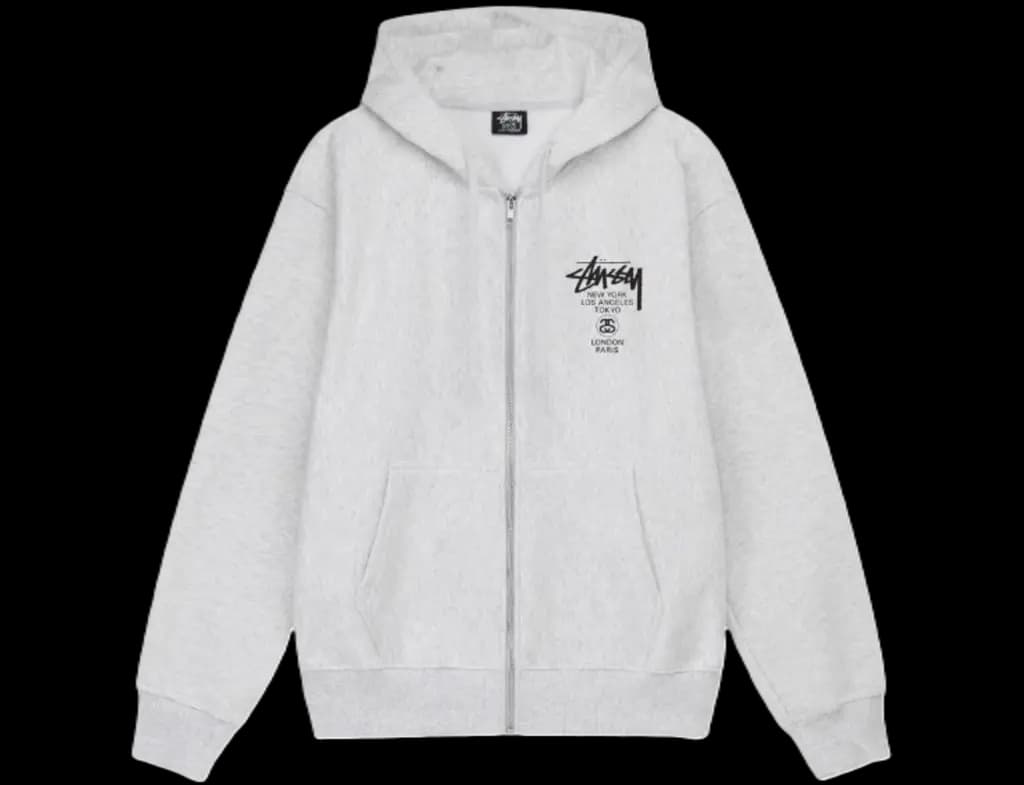 Áo Stussy World Tour Hoodie 'Ash Heather'