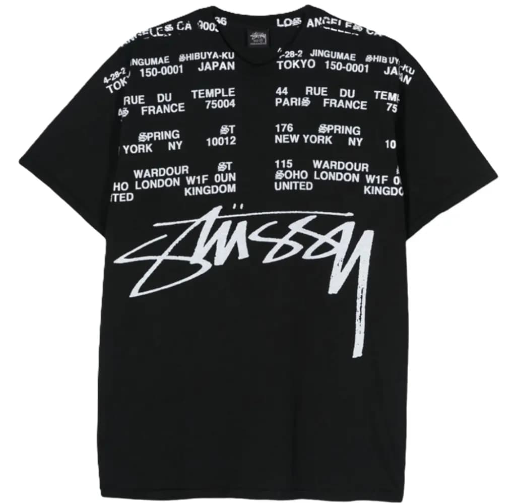 Áo Stussy Locations Tee Pigment Dyed 'Black'
