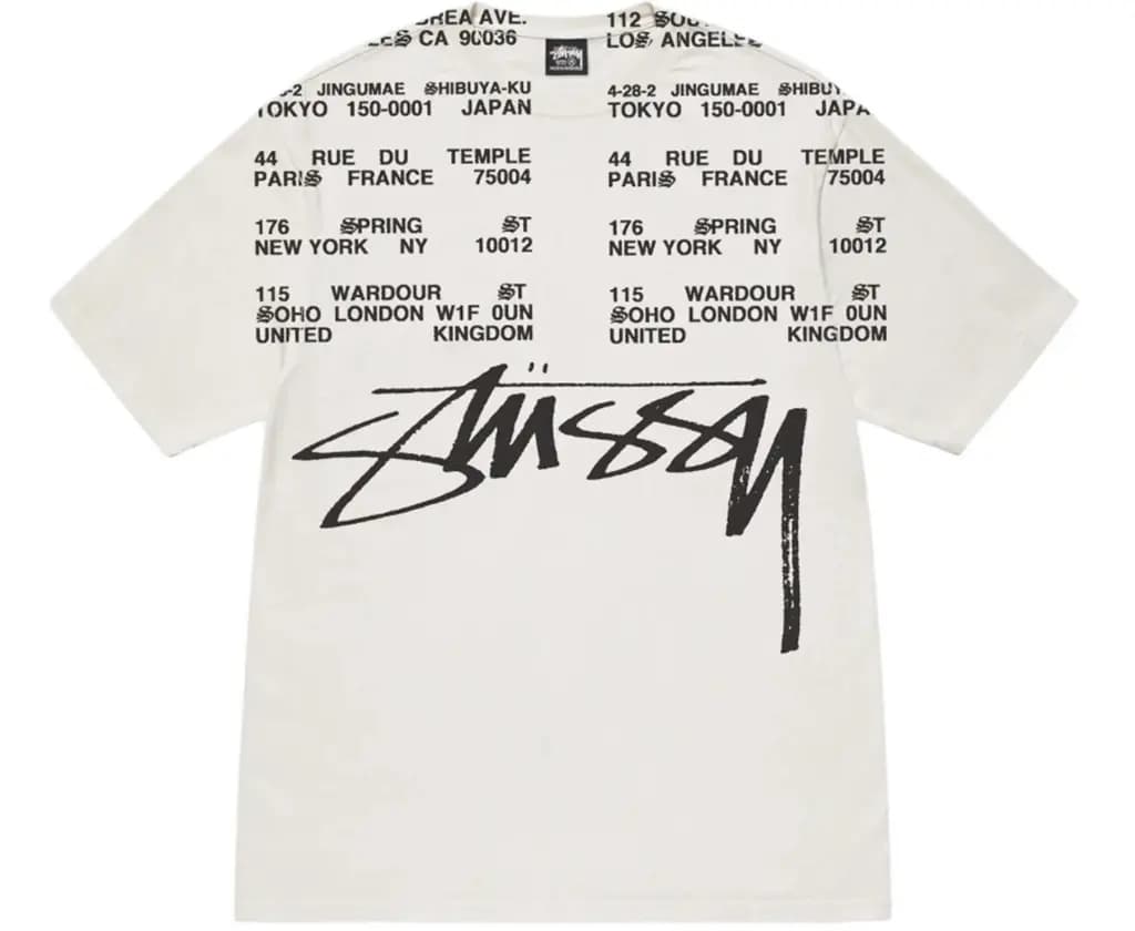 Áo Stussy Locations Tee Pigment Dyed 'White'