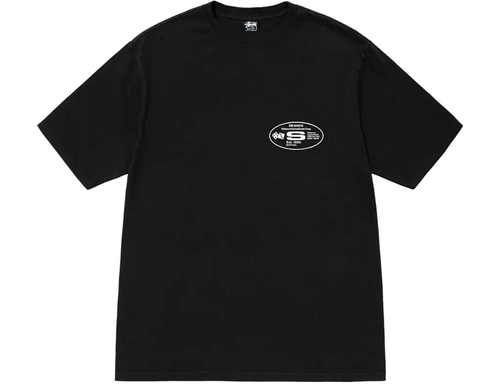 Áo Stussy Oval Corp Pigment Dyed Tee 'Black'
