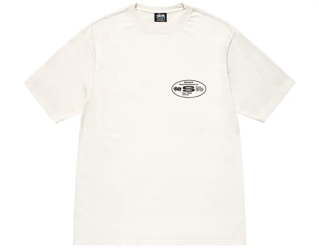 Áo Stussy Oval Corp Pigment Dyed Tee 'White'