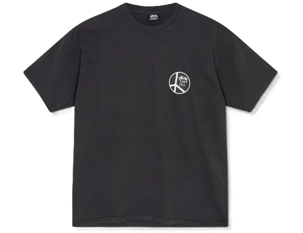 Áo Stussy Peace Dot Pigment Dyed Tee 'Black'