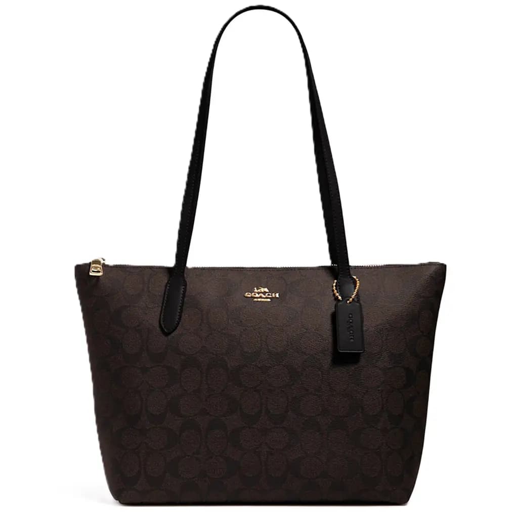 Túi Coach Zip Top Tote In Signature 'Brown' 4455-IMAA8