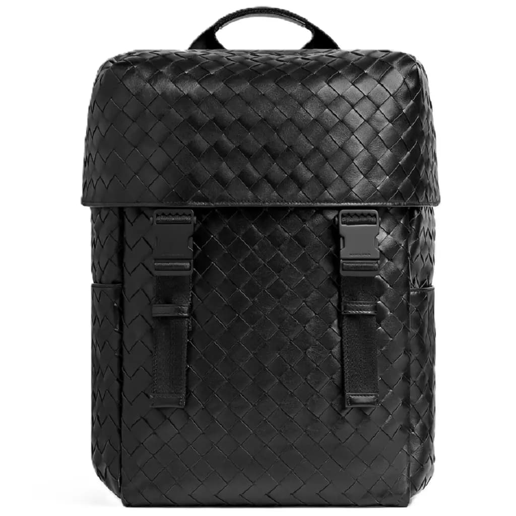 Balo Bottega Veneta Intrecciato Flap 'Black' 766580V2HL28966
