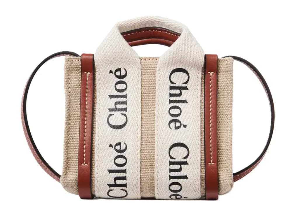 Túi Chloe Nano Woody In Linen 'Brown' CHC22-AP235I26-90U