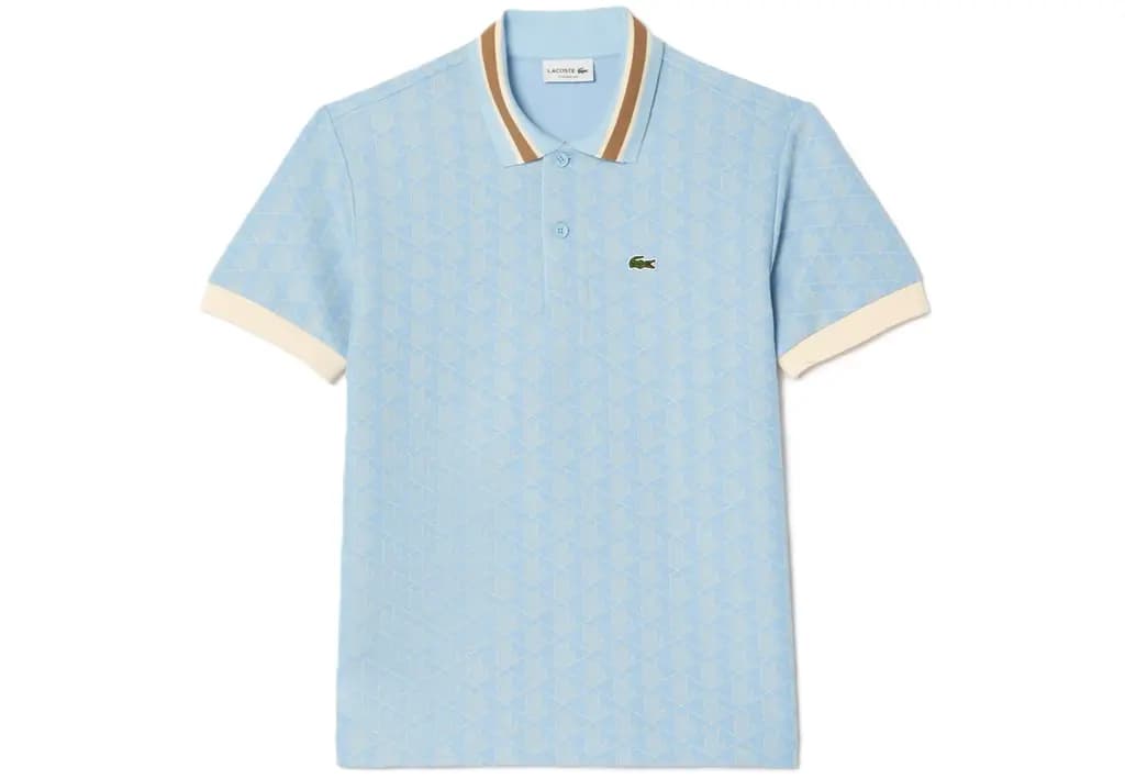 Áo Lacoste Contrast Collar Monogram Polo 'Light Blue' DH1417-WB5