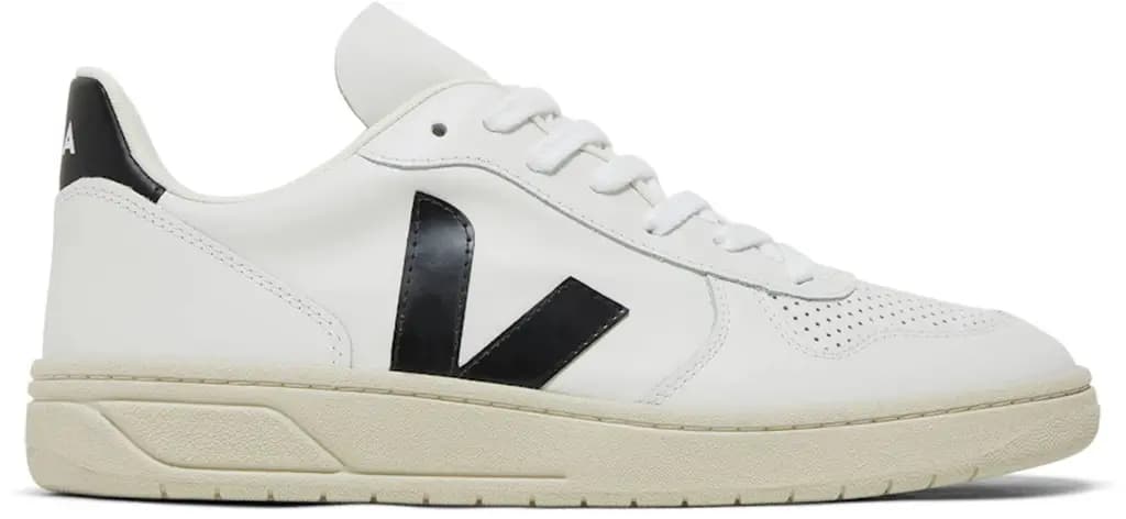 Giày Veja V-10 Leather 'White Black' VX020005