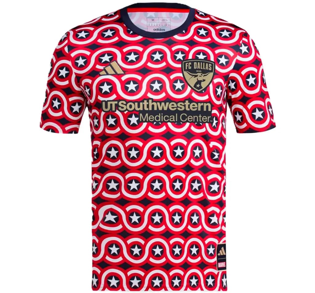 Áo Adidas FC Dallas x Marvel MLS Pre-Match Jersey 'Red' IQ4227