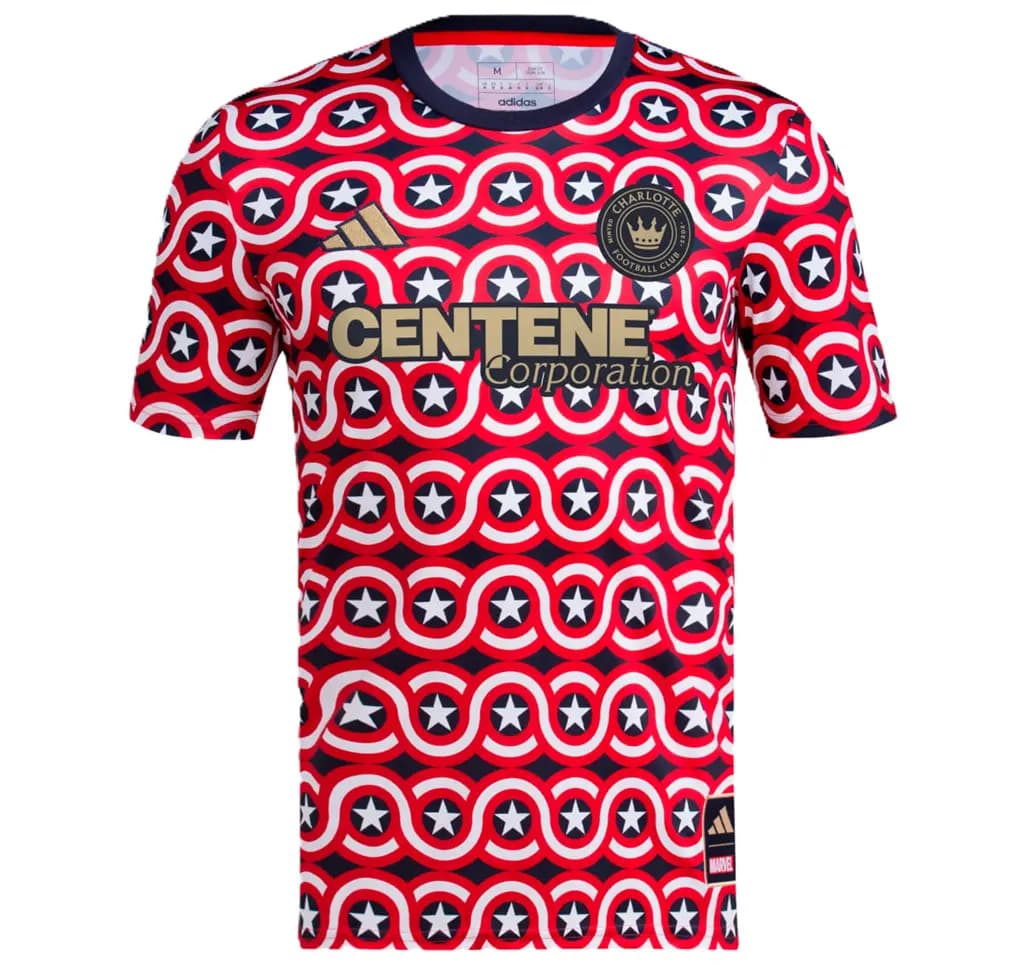 Áo Adidas Charlotte FC x Marvel MLS Pre-Match Jersey 'Red' IQ4233