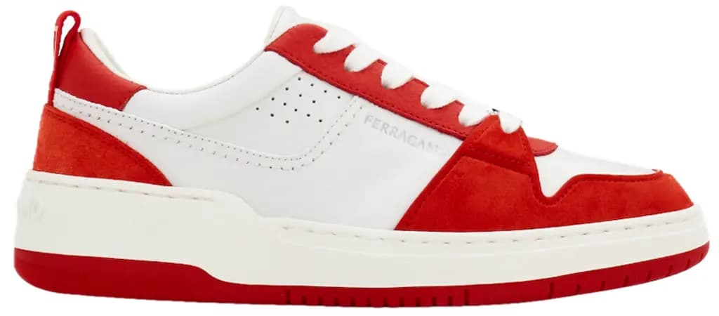 Giày Salvatore Ferragamo Suede Skate Sneaker 'White Red' 022376-769635
