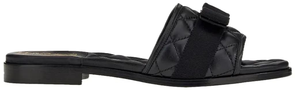 Dép Salvatore Ferragamo Quilted Slide Vara Bow 'Black' 01D474-753739