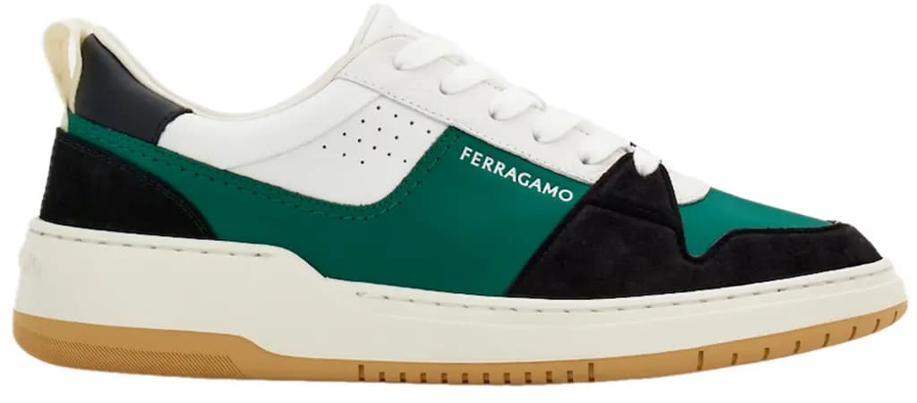 Giày Salvatore Ferragamo Suede Patch Skate 'Black Green' 022376-769706