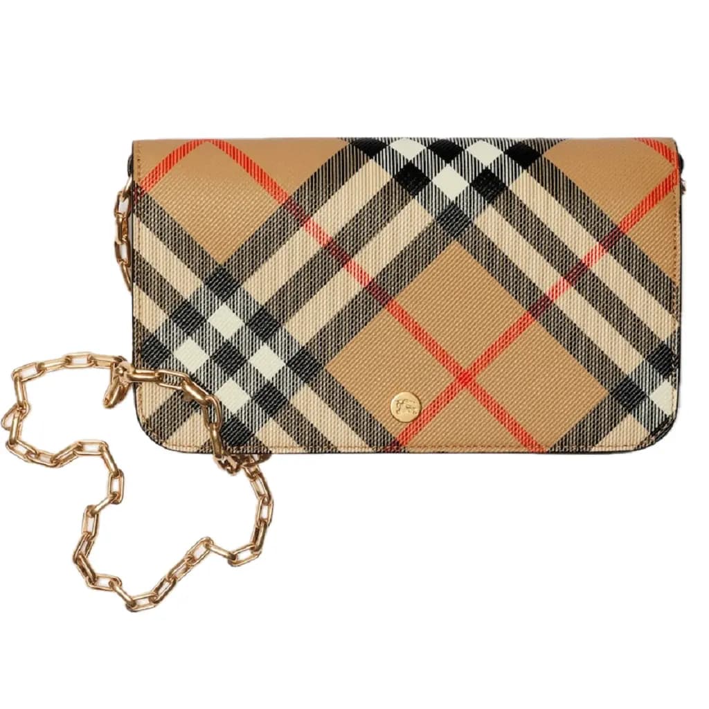 Ví Burberry Check Chain Strap Wallet 'Sand' 80951231