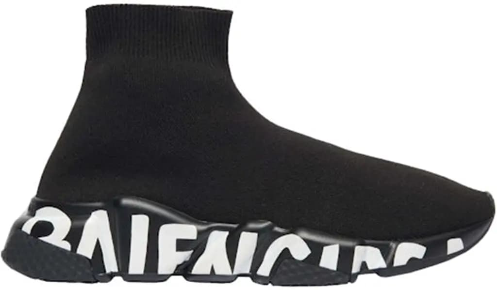 Giày Balenciaga Speed Graffiti 'Black White' 605942W2DB71006