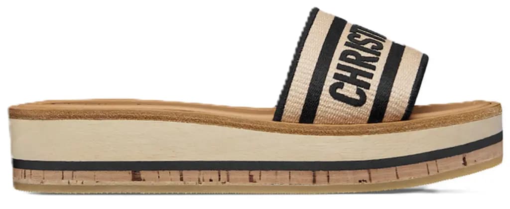 Dép Christian Dior Dway Platform Slide 'Natural Raffia' KCO052ECJ-S900